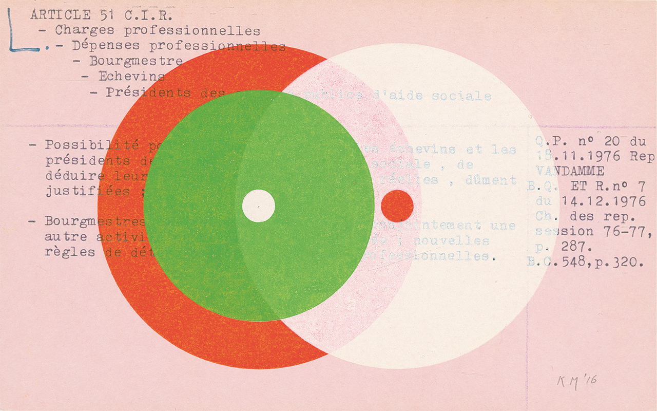 P!, 01_KM2016_SCAN_031_KM Karel Martens, Untitled, 2016, Letterpress monoprint on found card, 8 × 5 inches, Unique